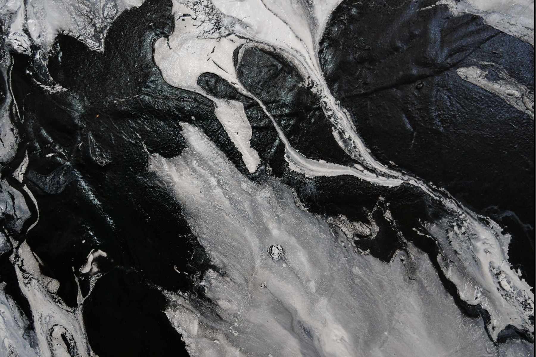 120cm x 120cm Black White Marbled Abstract Textured Canvas Wall Art - Modern Home Decor for Living Room, Bedroom & Office