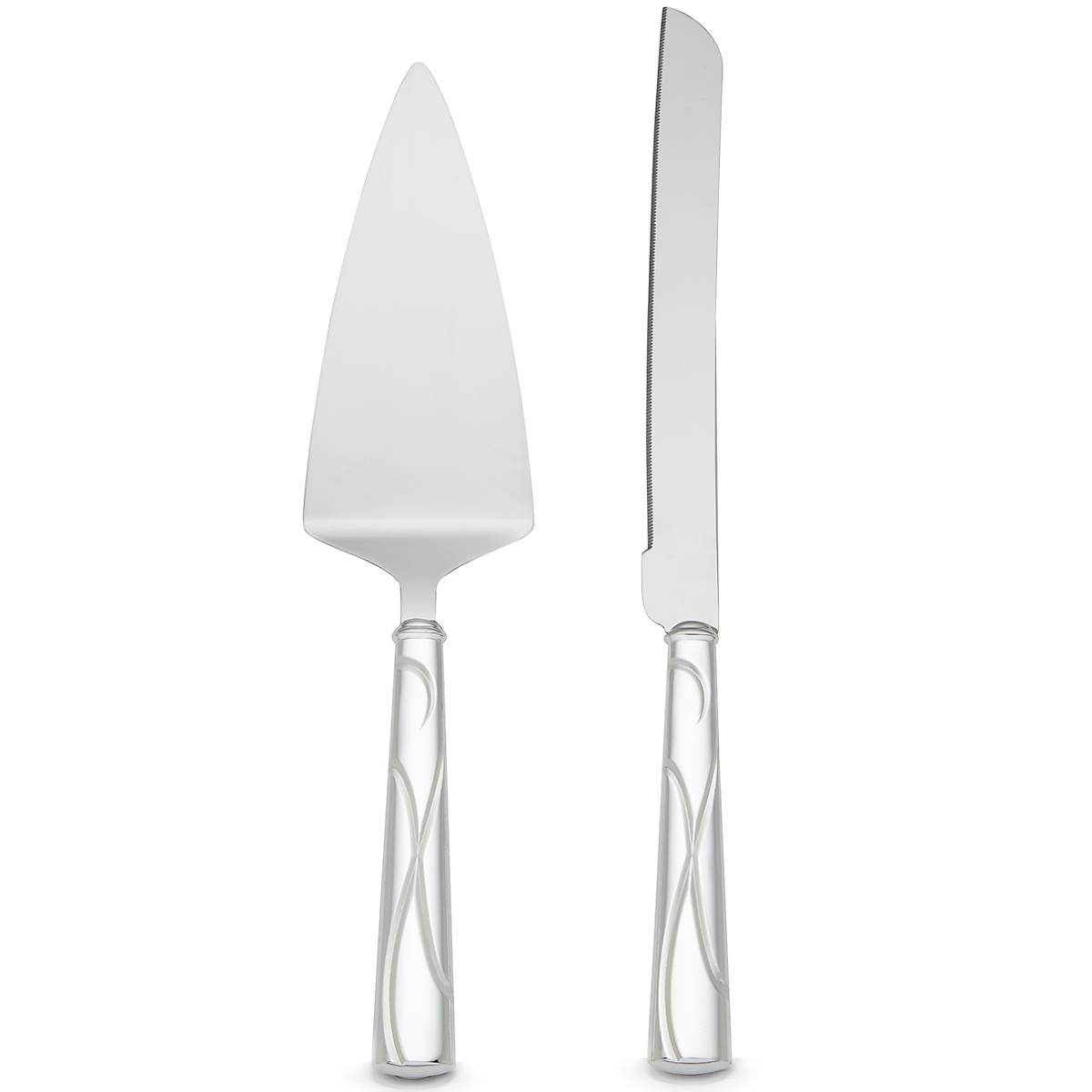 Adorn 2-Piece Stainless Steel Cake Knife & Server Set - Elegant Wedding, Birthday Party, and Anniversary Dessert Serving Utensils