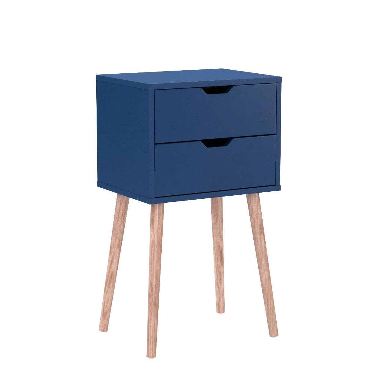 JAXPETY Nightstands Set of 2 - Modern Bedside Tables with Drawers & Solid Wood Legs, Large Storage End Tables for Bedroom (Blue) | Perfect for Small Spaces, Guest Rooms & Apartment Living
