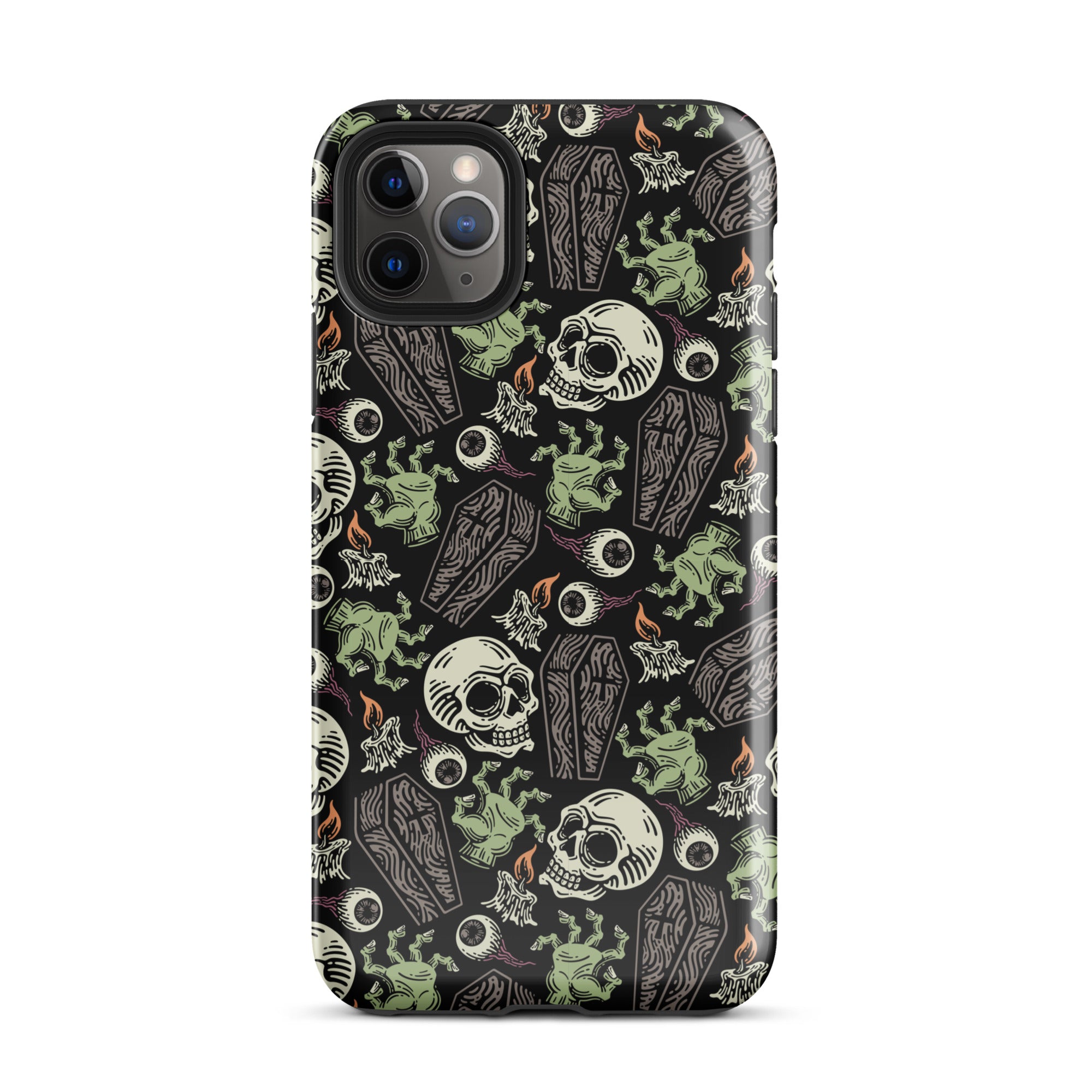 Premium Skeleton Horror iPhone Case - Durable Shockproof Protection for iPhone 12/13/14/15 Pro Max - Gothic Halloween Aesthetic Phone Cover for Parties & Cosplay