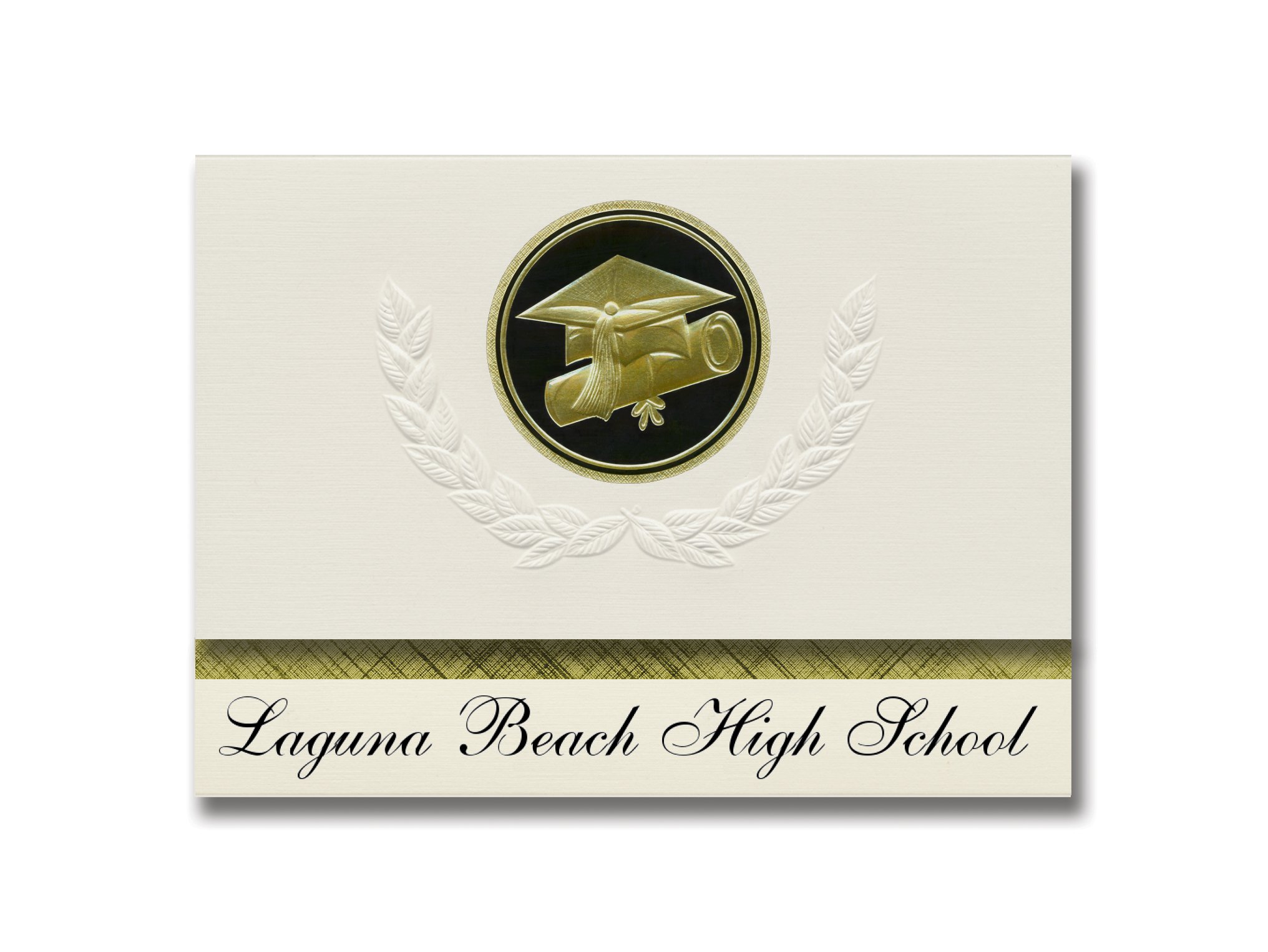 Laguna Beach High School Graduation Announcements - Presidential Style Elite Package of 25 with Cap & Diploma Seal in Black & Gold | Perfect for Graduation Ceremonies, Senior Parties & Keepsakes