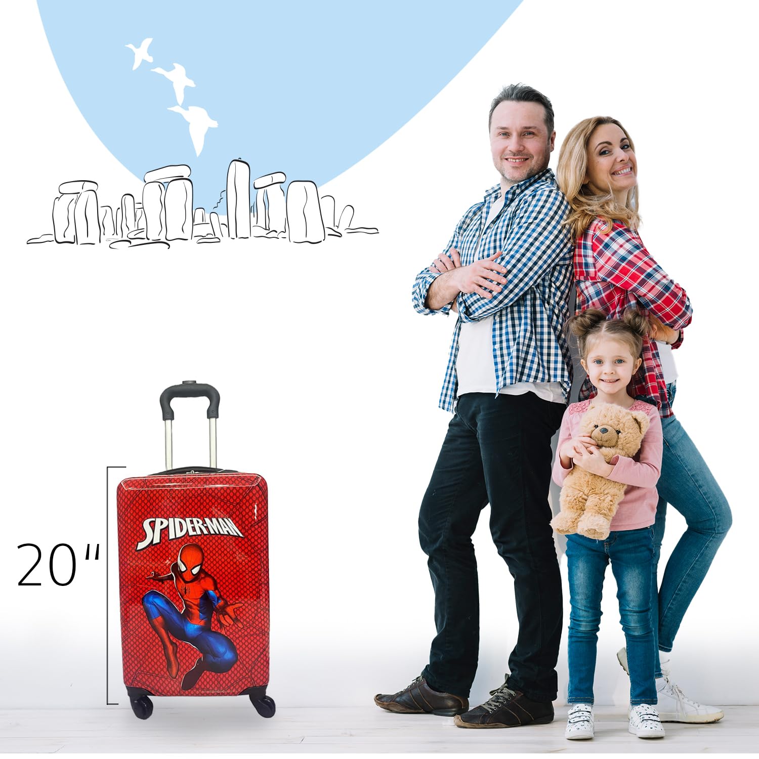 Spider-Man Kids Carry-On Luggage 20 Inch Hardside Suitcase - Lightweight Durable Tween Spinner Luggage for Air Travel, School Trips & Sleepovers | Toddler Travel Accessories
