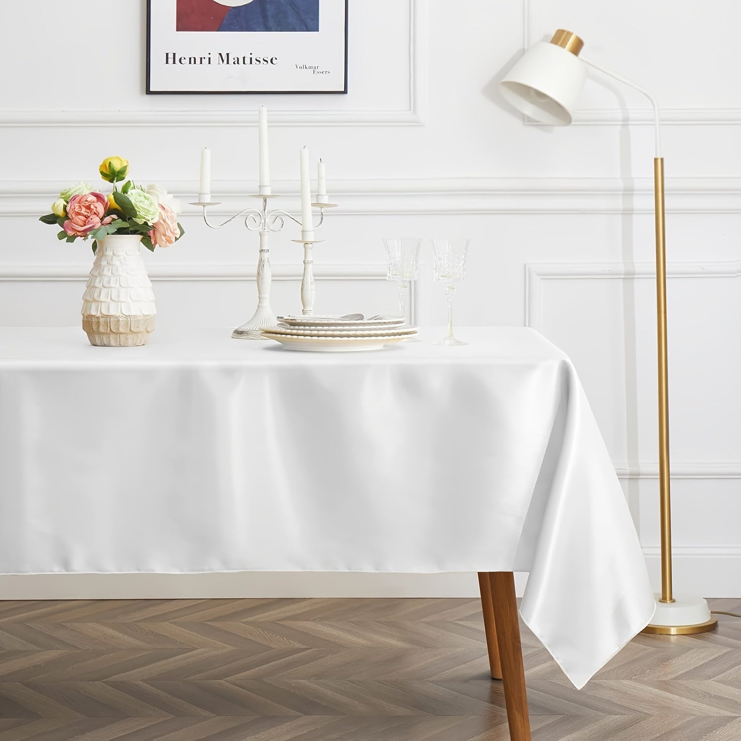 1PC Satin Tablecloth - Shiny Rectangular Table Cover with Smooth Fabric for Dining Table Decor - Perfect for Wedding Banquets, Parties & Home Dining Decorations