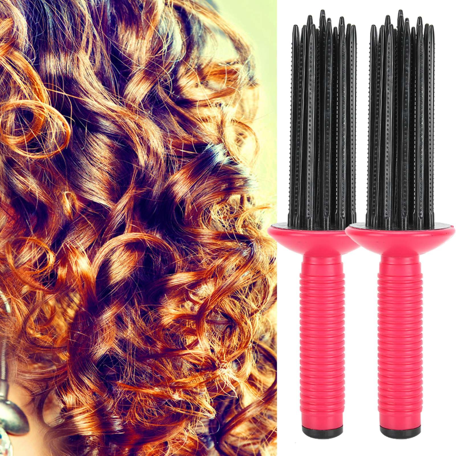 2-Pack Hair Curling Roll Combs - Professional Hair Curler & Styling Comb for Straightening Irons & Wands - Perfect for Salon, Home Hairstyling & DIY Curls