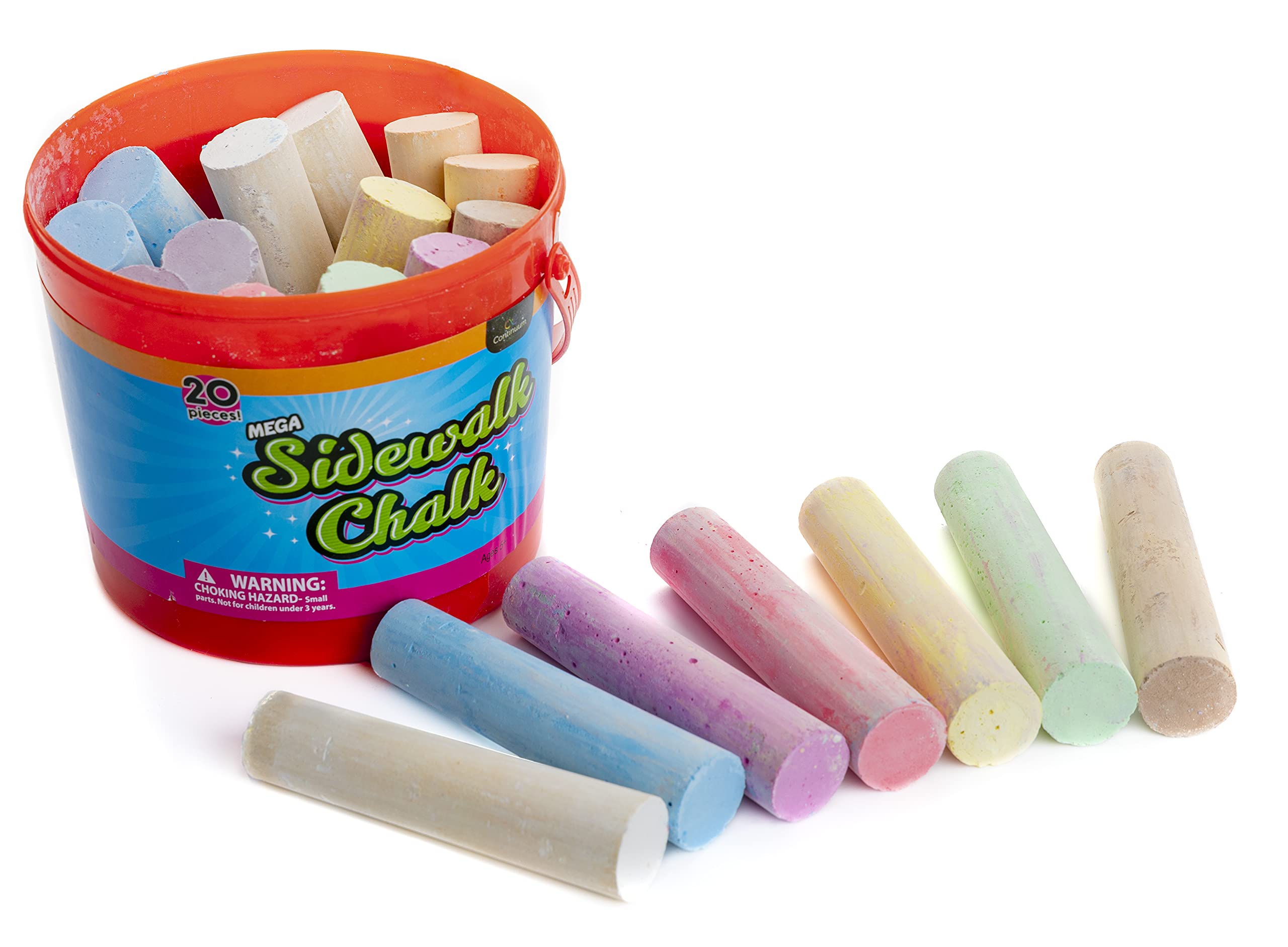 Continuum Games Mega Sidewalk Chalk Set - 24 Vibrant Colors for Kids Outdoor & Indoor Drawing, Art Projects, and Creative Play | Non-Toxic Washable Chalk for Driveways, Sidewalks, and Playgrounds