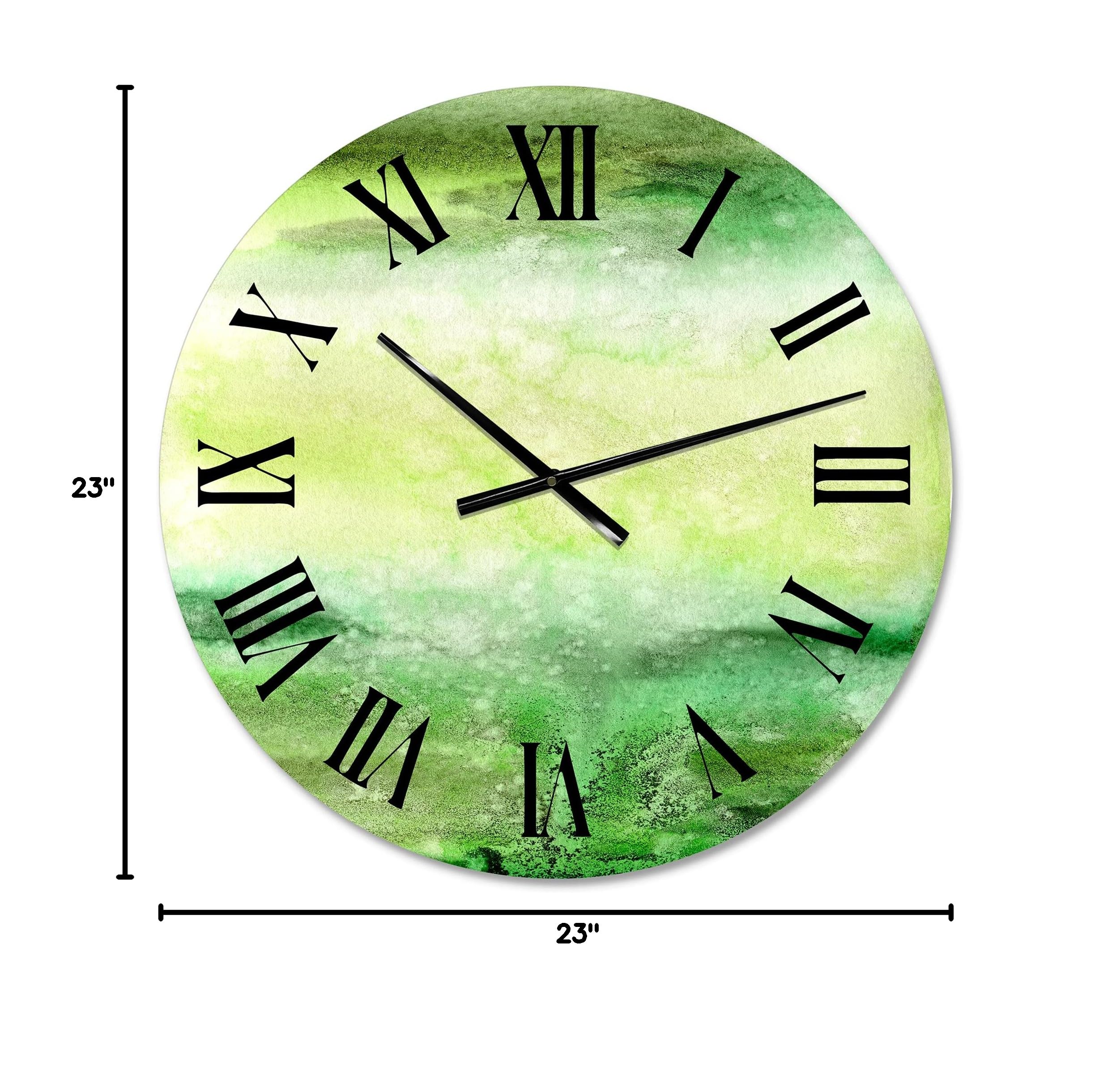 DesignQ Modern Wall Clock - Pastel Abstract with Dark Green & Beige Spots - Large Fractal Wall Clock for Bedroom, Living Room & Office Decor - Silent Non-Ticking Home & Office Wall Art