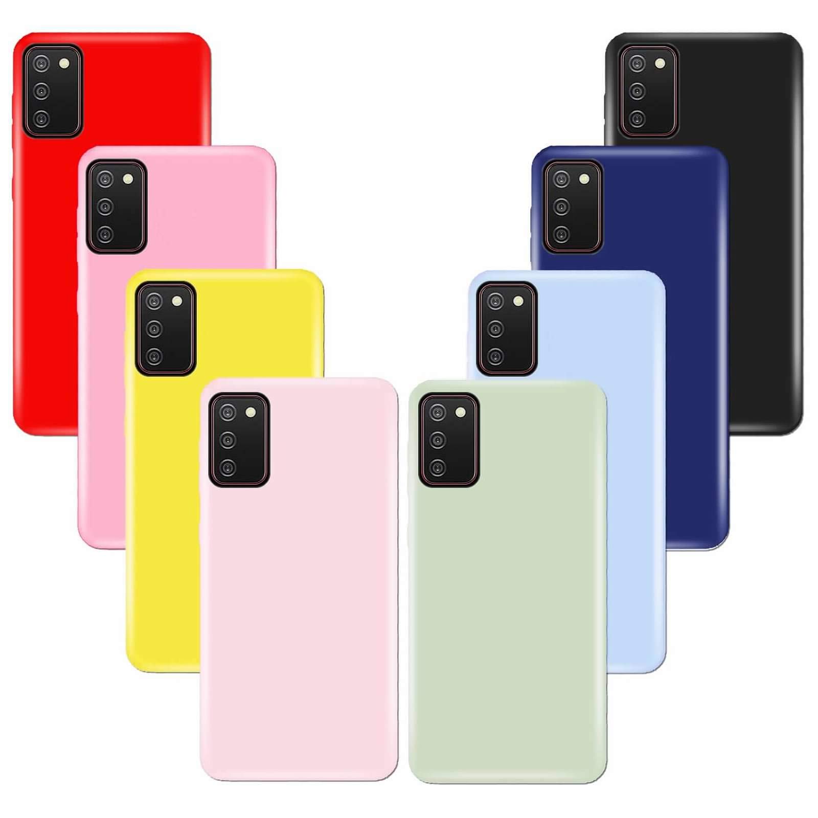 (8 Pack) Shockproof Soft Silicone Phone Case for Samsung Galaxy A03S & A02S - Red, Light Pink, Yellow, Deep Pink, Sky Blue, Purple, Blue, Black - Durable Protection for Everyday Use & Outdoor Activities