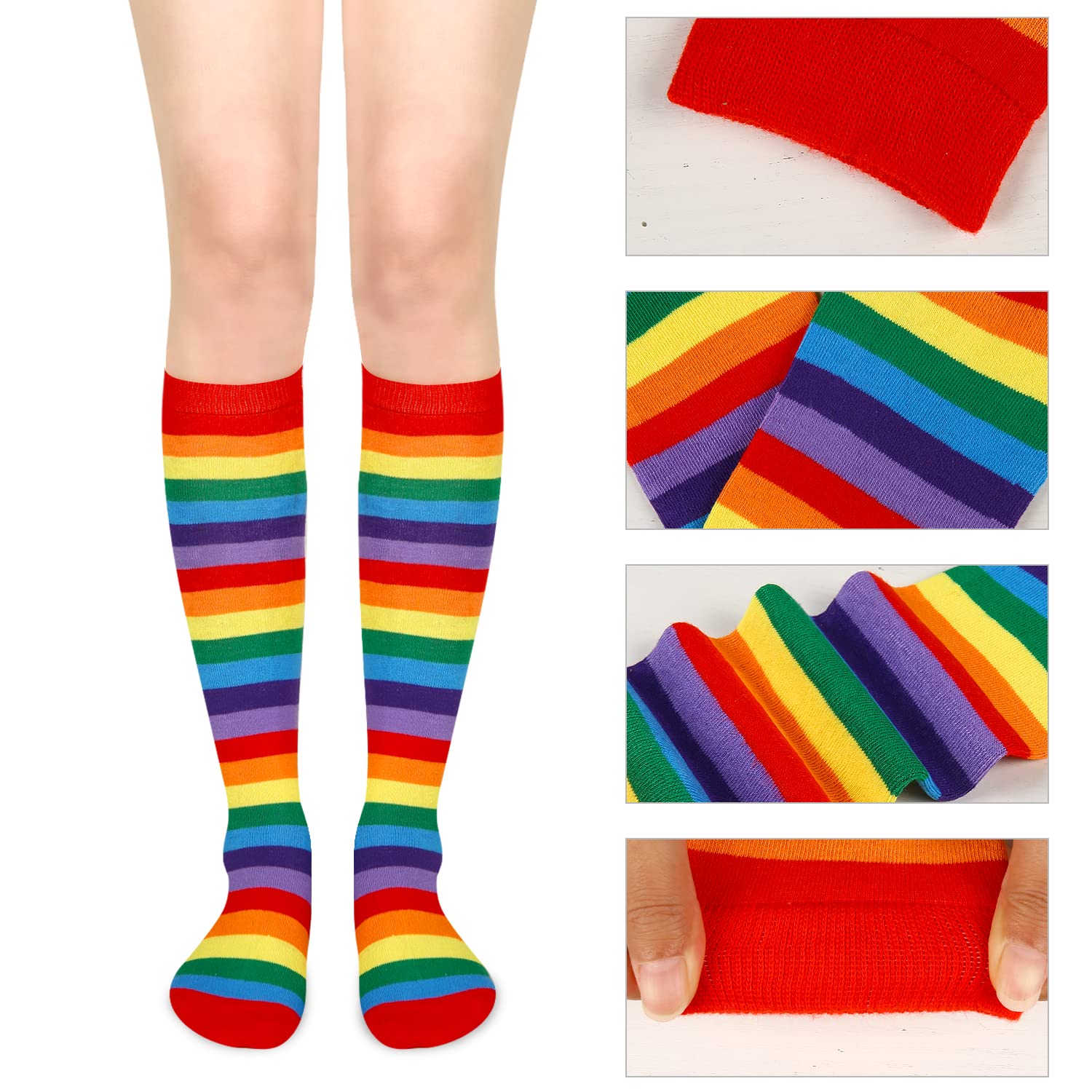 Benefeet Women's Knee High Striped Socks - Funny Novelty Athletic Tube Socks for Girls & Women - Colorful Cute Stockings for Running, Yoga & Casual Wear