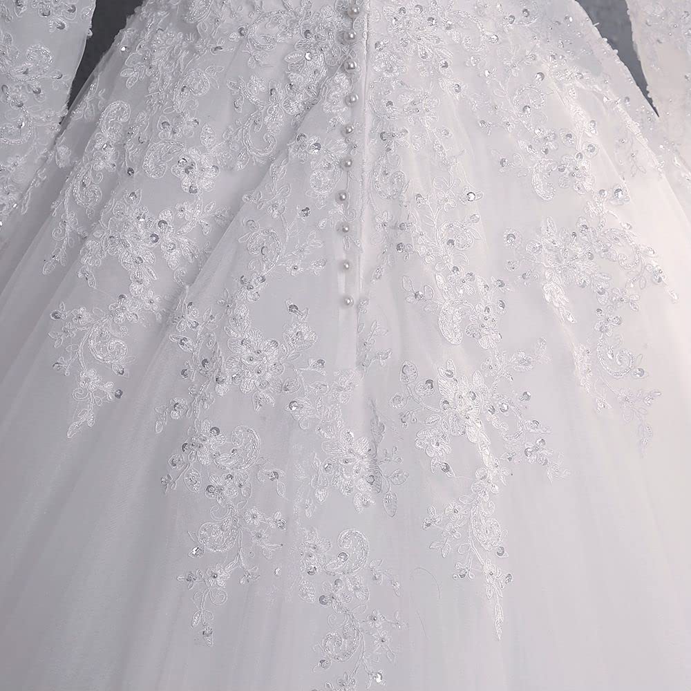 Elegant Long Sleeve Lace Wedding Dress for Women - Romantic Garden & Outdoor Bridal Gown for Church, Beach, and Formal Ceremonies