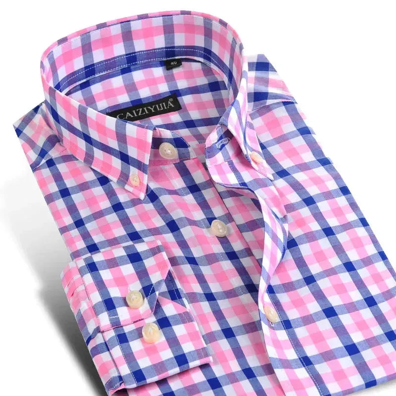 Men's Casual Cotton Checkered Shirt - Plaid Long Sleeve Button Down Shirt for Everyday Wear, Outdoor Activities & Office Style