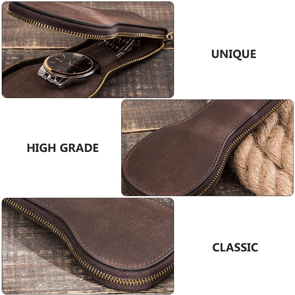 Premium Leather Watch Travel Case for Men - Single Watch Pouch & Display Organizer with Bracelet Storage (2-Pack) - Perfect for Business Trips, Travel & Watch Collection Organization