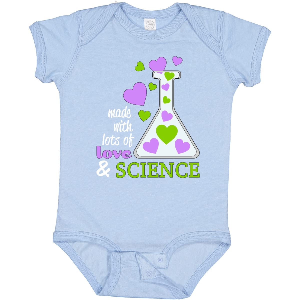 Inktastic Made with Lots Of Love and Science Heart Bubbles Baby Bodysuit - Soft & Cute Infant Onesie for Newborns, Baby Showers & Photo Shoots
