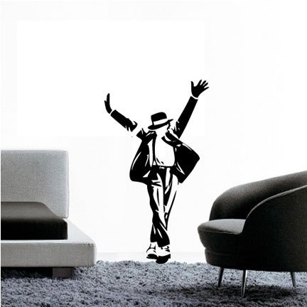 WS00255 King of Pop Michael Jackson Silver Vinyl Wall Decal Sticker - Peel & Stick Removable Graphic for Bedroom, Living Room, Office Decor