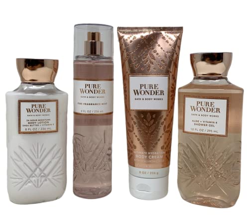 Bath & Body Works PURE WONDER Deluxe Gift Set - Fragrance Mist, Body Cream, Lotion & Shower Gel Full Size Set - Perfect for Holidays, Birthdays & Self-Care Gifts