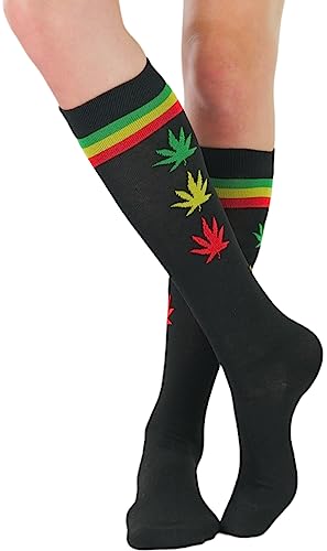 Single: Black W/ Rasta Stripes & Leaves