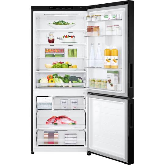 LG GB455BTL 420L Bottom Mount Refrigerator - Energy Efficient Black Fridge with Spacious Freezer for Home, Kitchen & Office Use