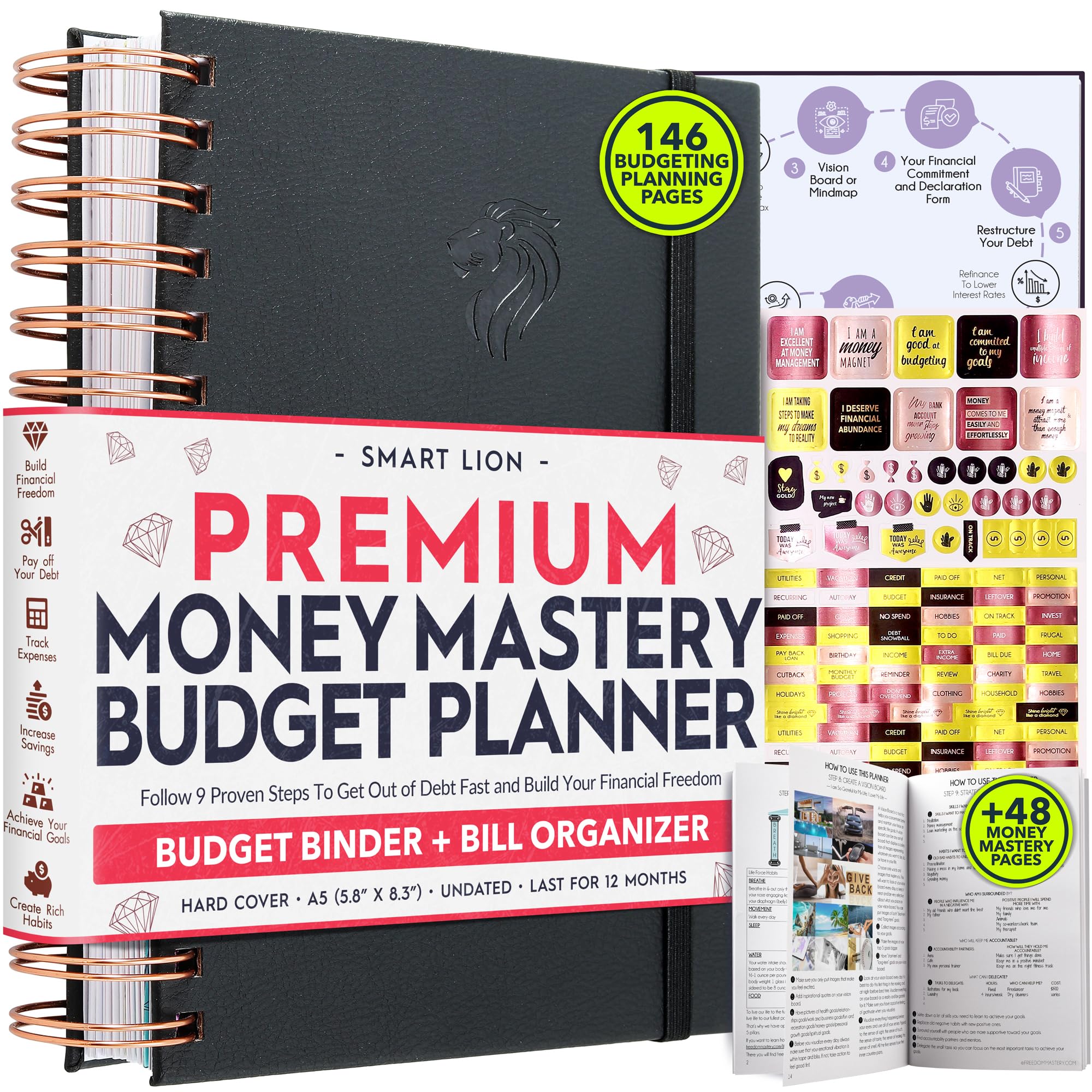 2025 Spiral Budget Planner & Monthly Bill Organizer with Pockets - Finance Journal, Debt Tracker for Bill Payments & Savings | 12-Month Financial Freedom Planner for Personal Finance, Family Budgeting & Money Management | Perfect for Students, Professionals & Home Use