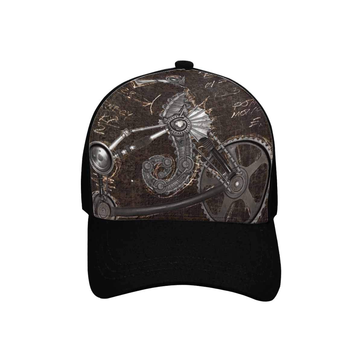 Steampunk Skull Fairy Adjustable Unisex Baseball Cap - Gothic Punk Dad Hat for Men & Women - Black Vintage Style Hat for Cosplay, Halloween, and Outdoor Fashion