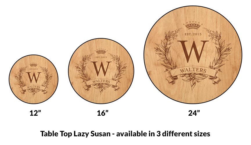 Personalized Lazy Susan Turntable - Handcrafted in USA, 3 Size Options for Dining & Kitchen Organization | Perfect for Spice Storage, Tabletop Serving & Home Decor