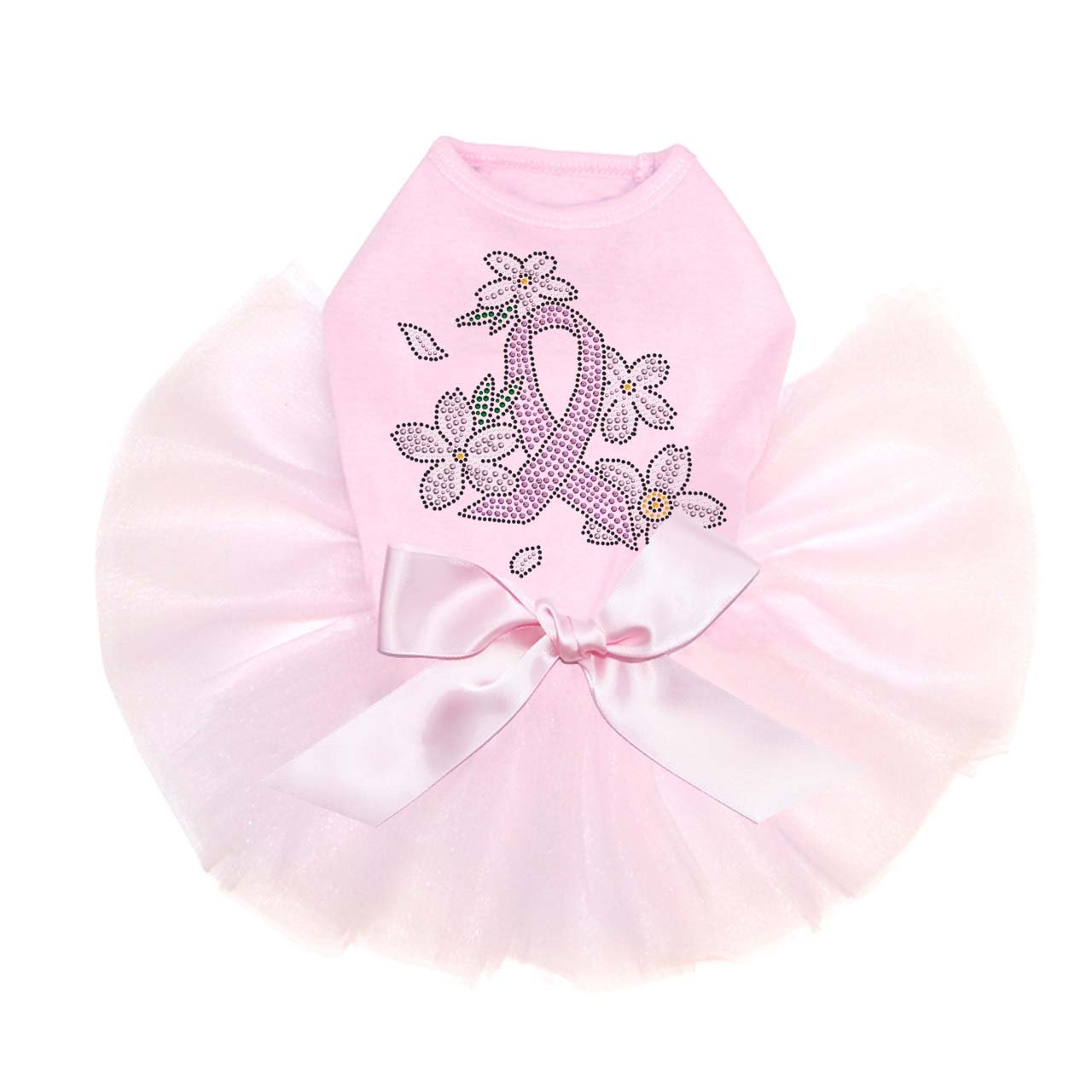 Sparkling Pink Rhinestone Dog Tutu Dress with Floral Ribbon - XL Size for Small Dogs | Perfect for Pet Parties, Photo Shoots & Special Occasions