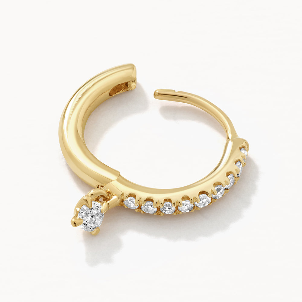 10k Gold Diamond Drop Single Huggie Earrings for Women - Minimalist Dainty Everyday Jewelry for Work, Date Night & Special Occasions