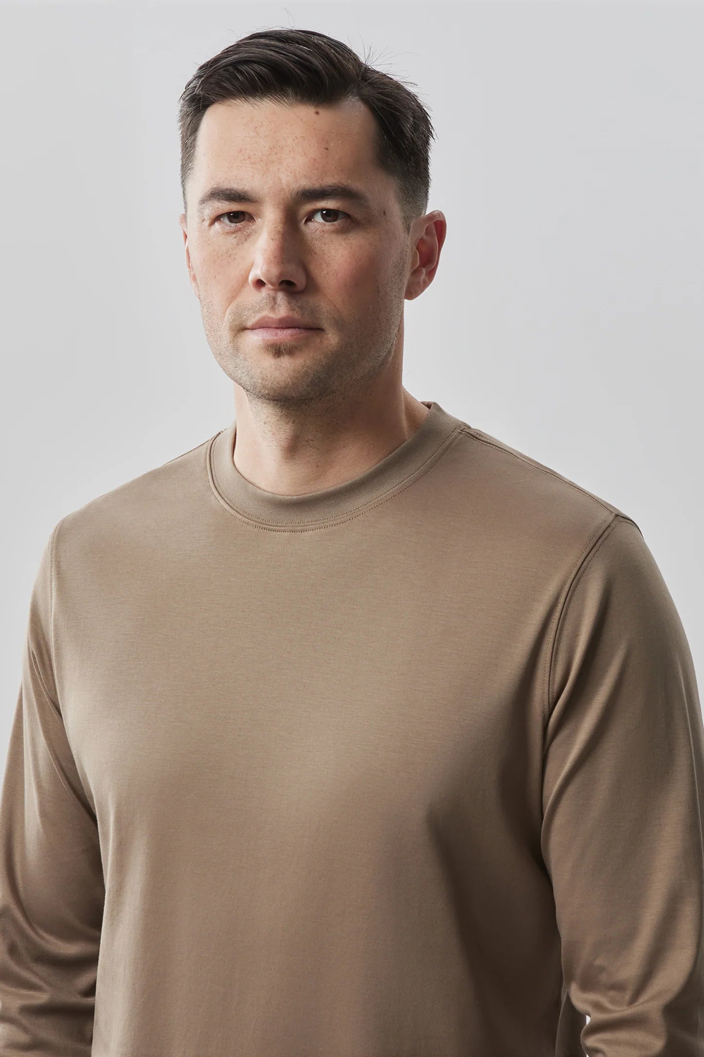 Robert Barakett Long Sleeve High Crew Neck T-Shirt for Men - Premium Cotton Casual Shirt for Work, Travel & Everyday Wear