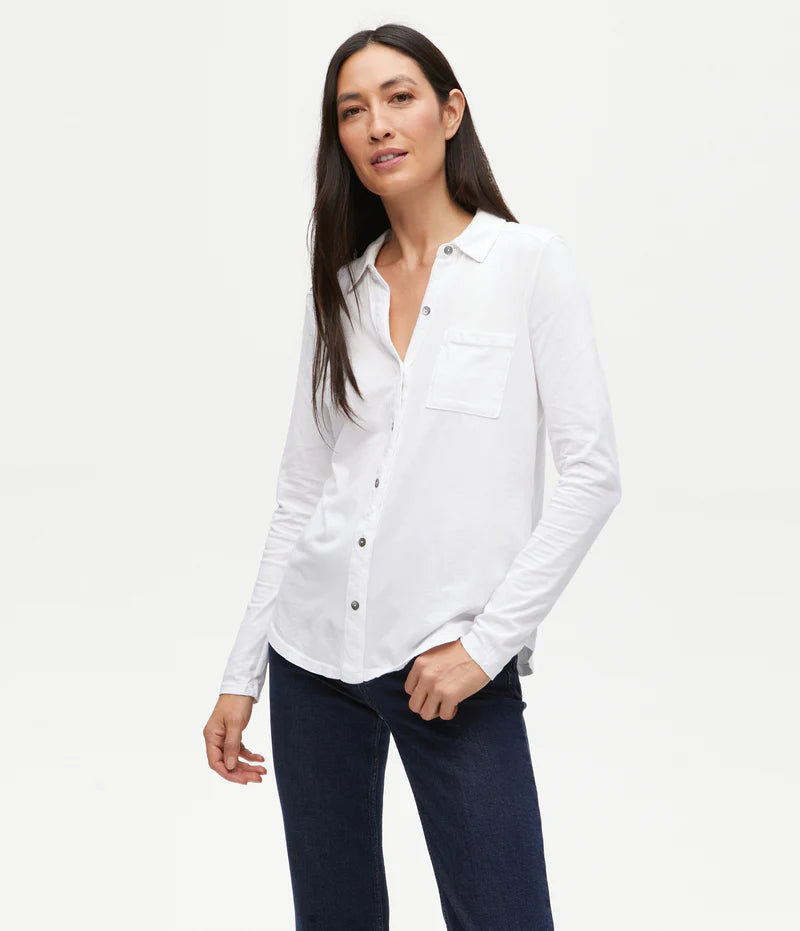 Caroline Button Down Tee - Classic White Women's Blouse for Work, Office & Casual Wear | Comfortable & Stylish Cotton Shirt