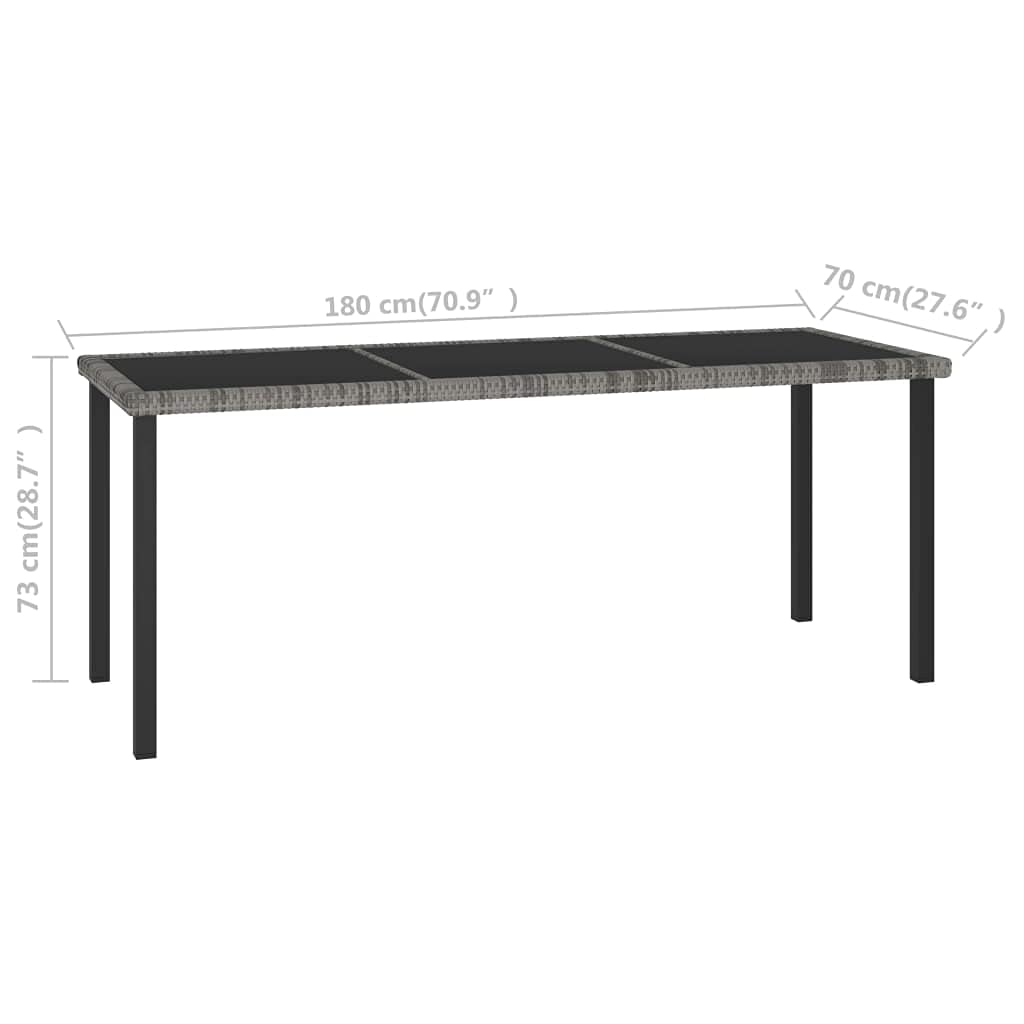 70.9x27.6x28.7 Inch Gray Poly Rattan Patio Dining Table - Weather-Resistant Outdoor Table for Garden, Deck, Backyard, Terrace & Lawn - Perfect for Al Fresco Dining & Outdoor Entertaining