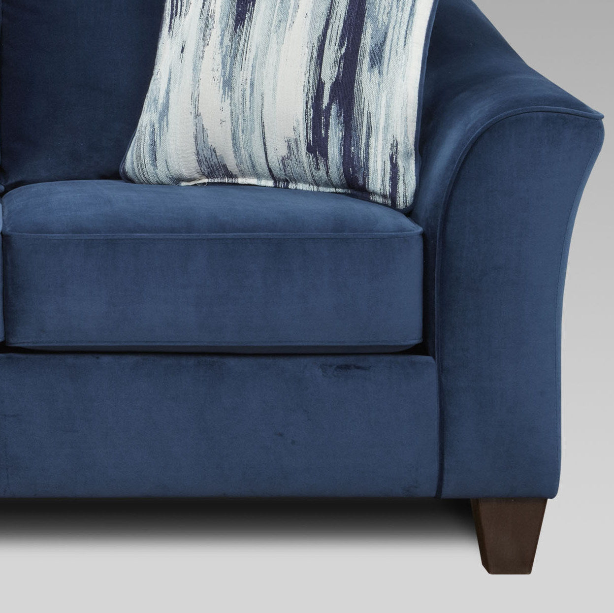 Navy Blue Camero Fabric Pillowback Loveseat - Comfortable Small Sofa for Living Room, Apartment & Cozy Spaces