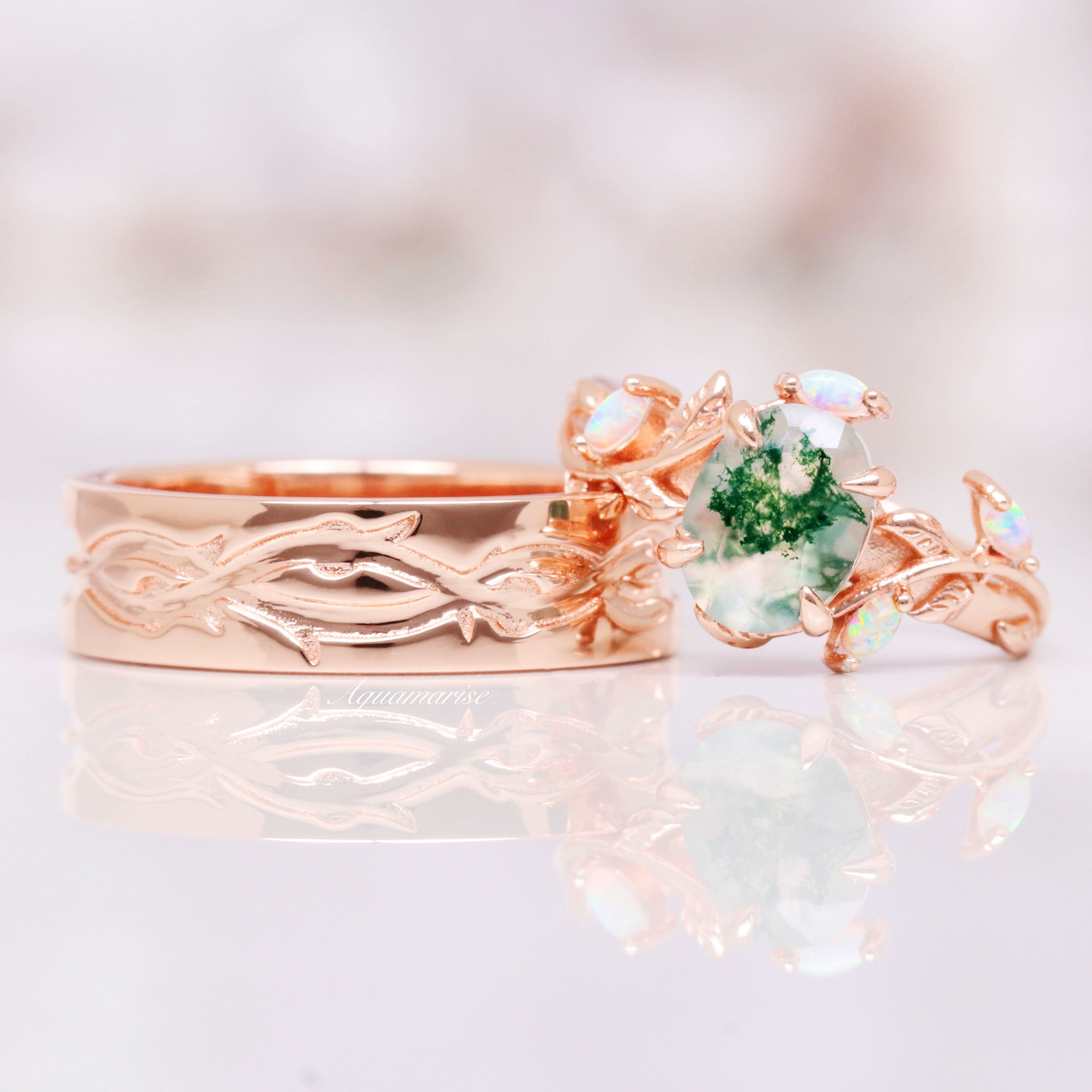 6MM 14K Rose Gold Vermeil Leaf Wedding Band for Women - Elegant Nature-Inspired Wedding Ring for Brides, Anniversaries & Special Occasions