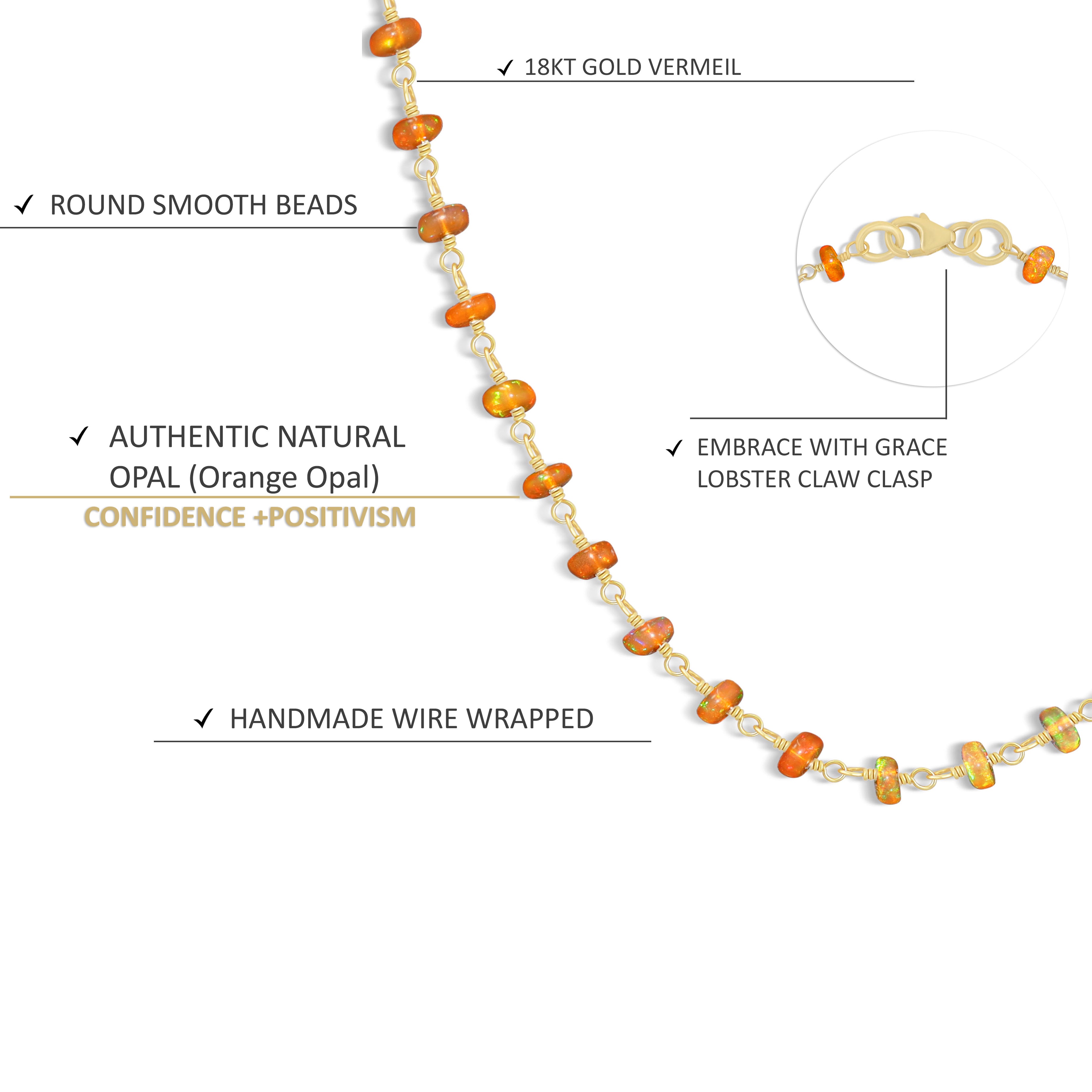 Handmade Ethiopian Opal Wire Wrap Necklace with Orange Fire Beads - Perfect for Boho Jewelry, Gifts & Everyday Wear