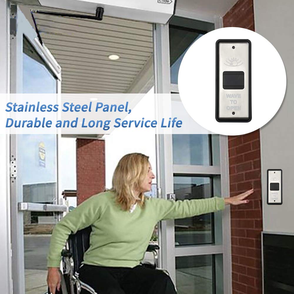 Olideauto 2PCS Contactless Door Opener Sensor Switch - Stainless Steel Touchless Wave Sensor for Automatic Doors | Ideal for Restaurants, Hospitals & Smart Homes