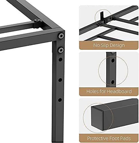 14 Inch Heavy Duty Metal Queen Bed Frame Platform - No Box Spring Needed, Sturdy Steel Slat Mattress Foundation, Easy Assembly, Quiet & Stable - Perfect for Master Bedrooms, Guest Rooms & Small Spaces