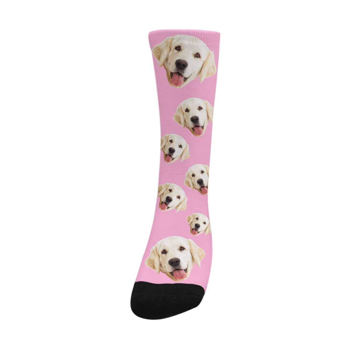 Custom Photo Dog Face Socks - Personalized Unisex Crew Socks with Changeable Pup Designs (Blue) - Perfect for Pet Lovers, Gifts & Fun Outfits