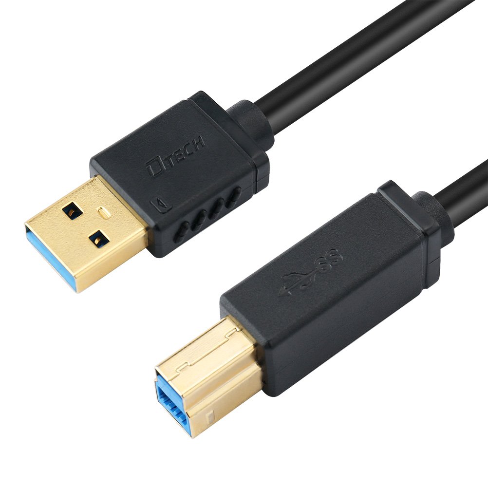 DTech 3 Feet USB 3.0 Printer Cable - A Male to B Male SuperSpeed Data Transfer Cord - 1 Meter Black KVM Wire for Printers, Scanners, and External Hard Drives - Perfect for Home Office and Business Use