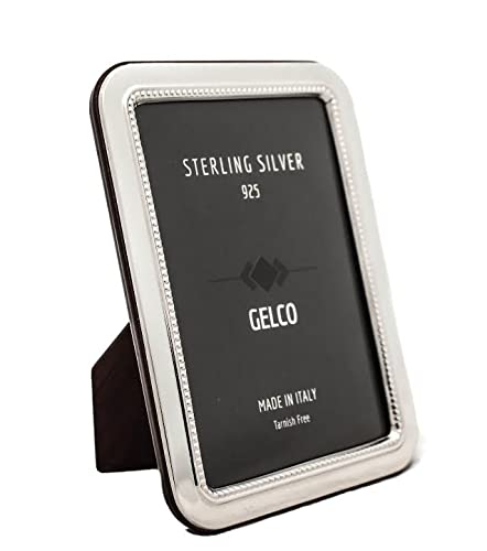 Italian 925 Sterling Silver Handmade Beaded Shiny Picture Frame (5x7) - Perfect for Wedding, Anniversary & Home Decor Gifts