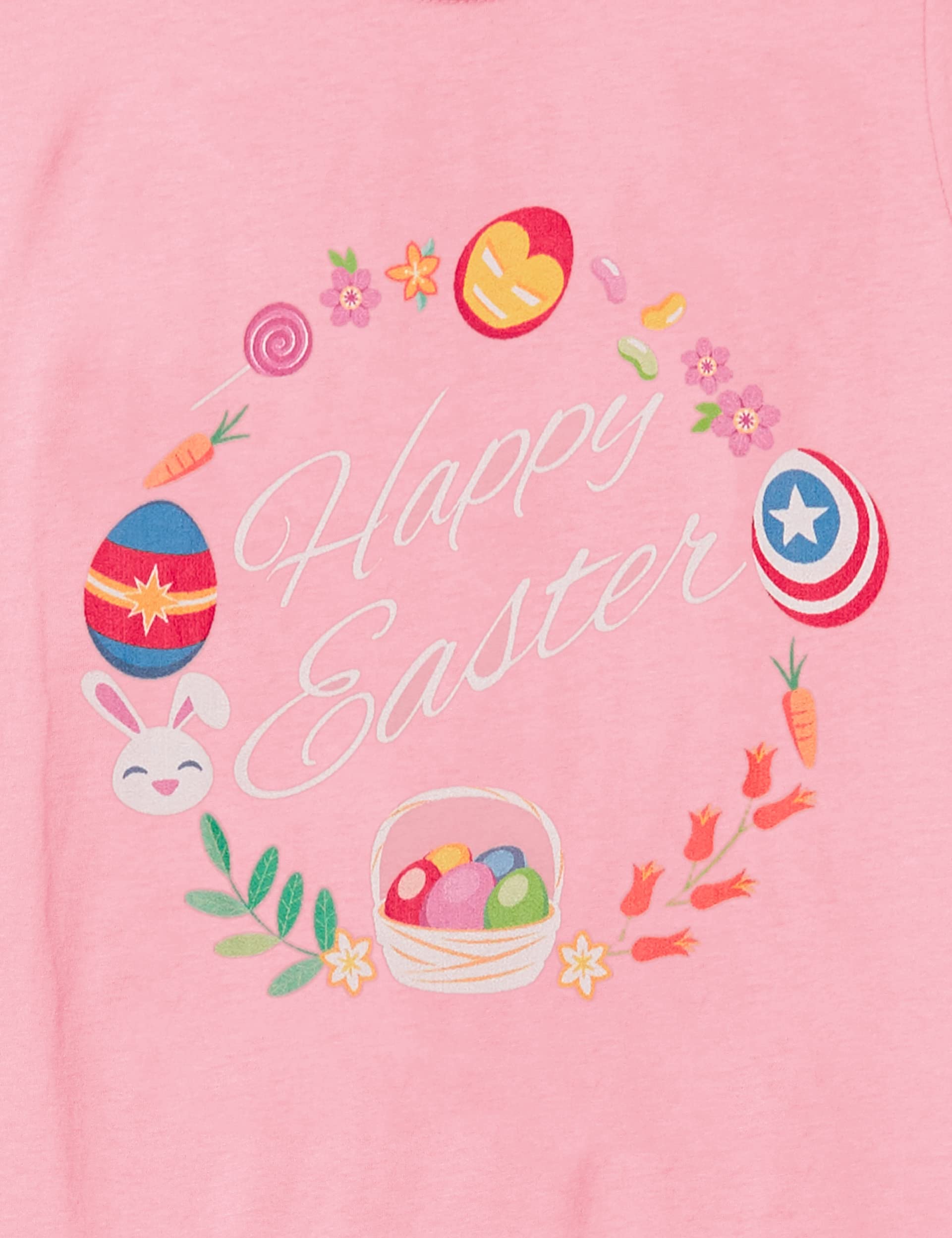 Marvel Girl's Easter Wreath Graphic T-Shirt for Women - Cute Spring Holiday Tee for Easter Celebrations, Egg Hunts & Family Gatherings
