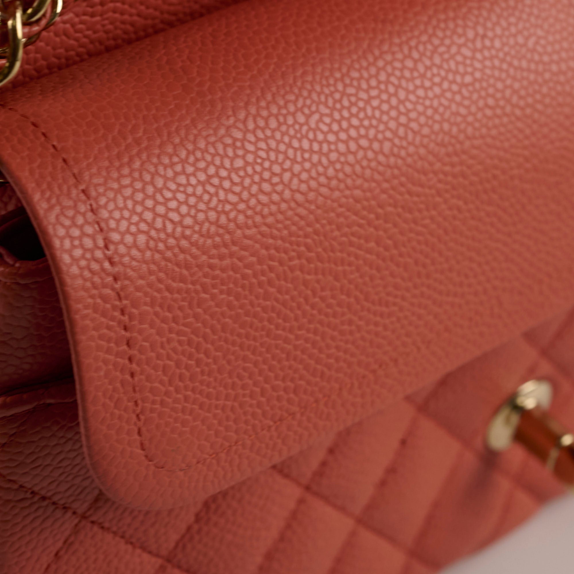 Chanel Medium/Large 24k Gold Plated Caviar Classic Flap Bag in Salmon Pink - Luxury Handbag for Women, Perfect for Parties, Weddings & Special Occasions
