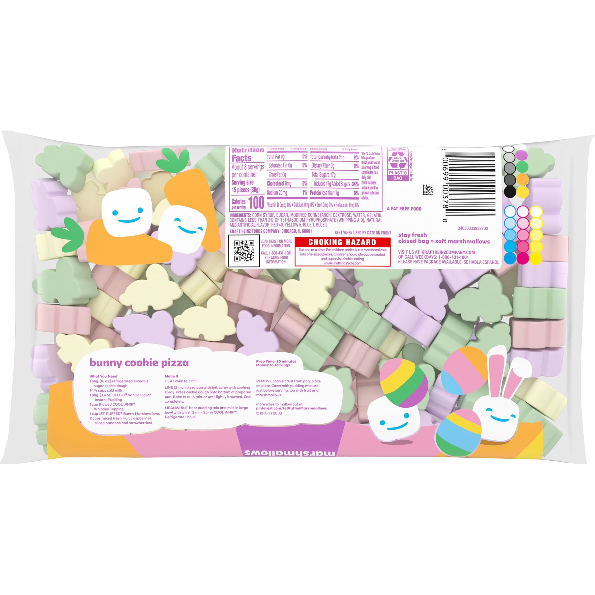 Jet-Puffed Bunny Shaped Marshmallows 8oz - Soft & Fluffy Easter Treats for Hot Cocoa, Baking & Kids Snacks