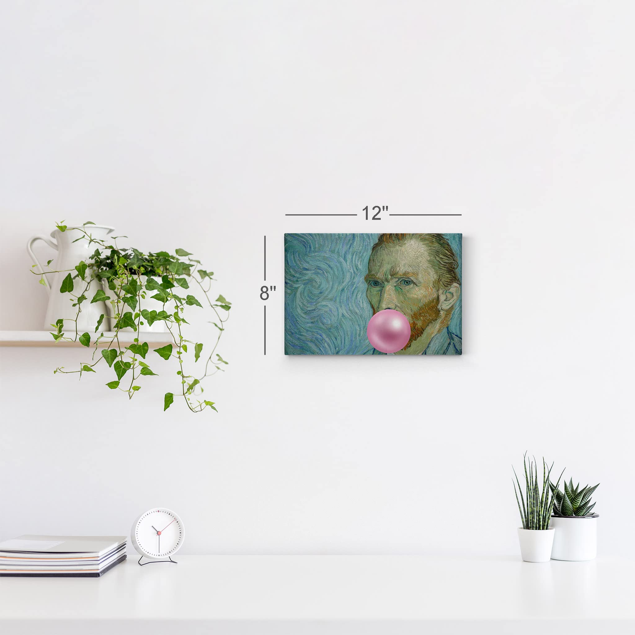 Vincent Van Gogh Self Portrait Pink Bubble Gum Art Canvas Print - Famous Classic Wall Art Decor, Stretched Ready to Hang, 30x40 Inch - Perfect for Living Room, Bedroom & Office Decor | Made in USA