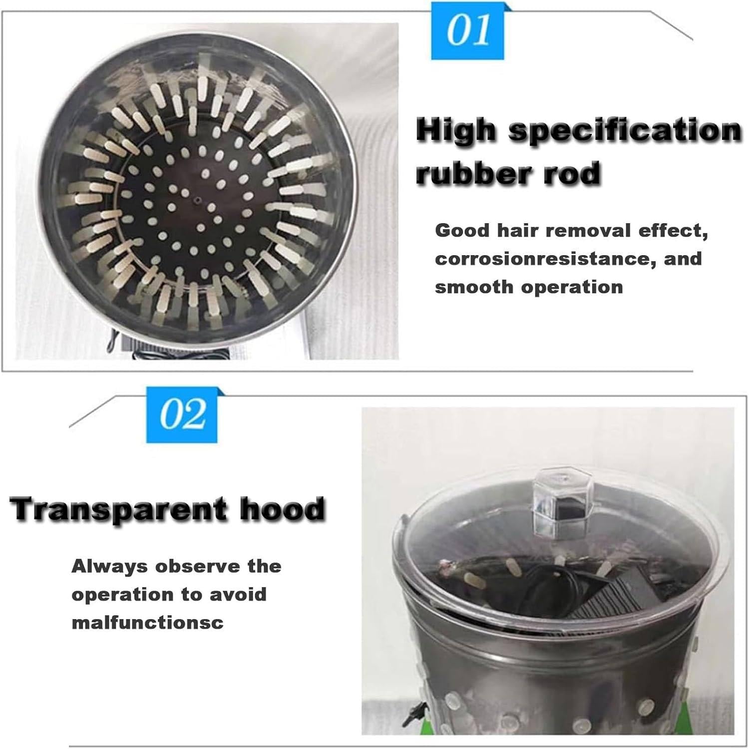 Stainless Steel Poultry Plucker Machine - Turkey Chicken Duck Feather Remover, Quick & Efficient De-Feathering for Quail & Birds | Perfect for Small Farms & Home Butchering