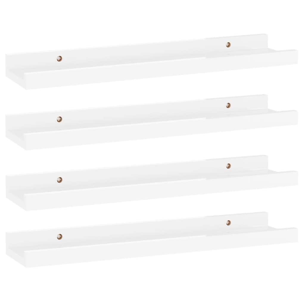 FAMIROSA 4-Pack Wall Shelves - High Gloss White Floating Shelves 15.7x3.5x1.2 Inches - 4 lbs Weight Capacity - Perfect for Bathroom, Kitchen, Bedroom & Living Room Storage & Decor