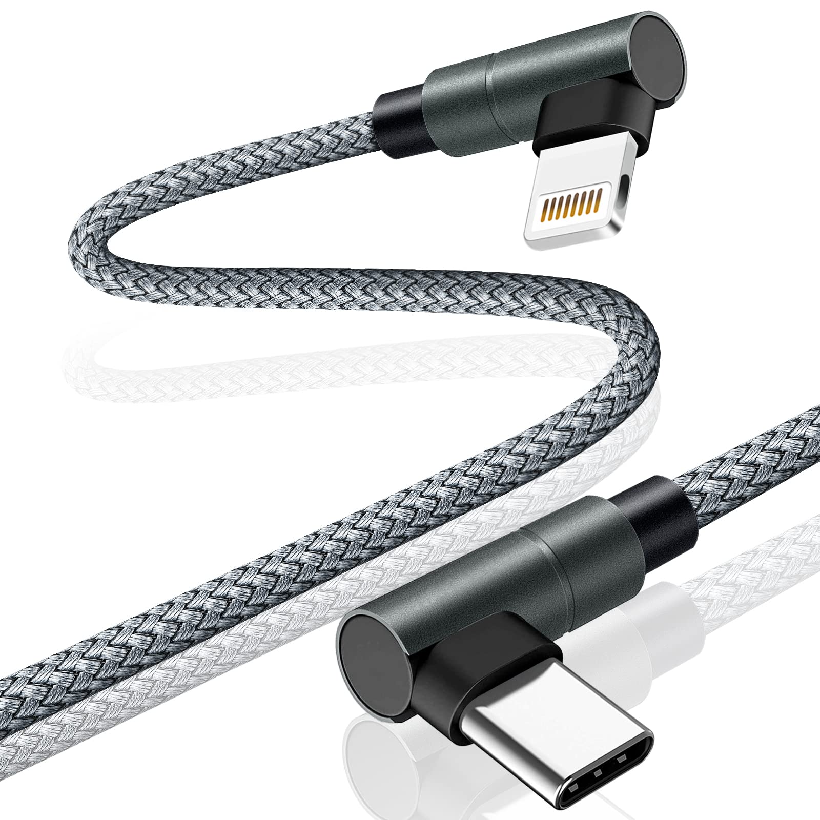 Fast Charging USB C to Lightning Cable 6FT - PD Compatible iPhone Charger Cord for iPhone 13/12/11/X/8 & iPad - Durable Gray Cable for Home, Office & Travel Charging