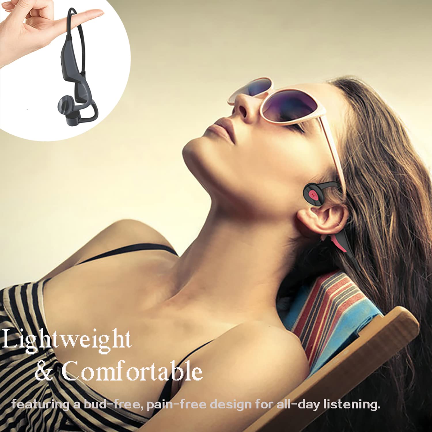 **Wireless Bone Conduction Headphones – 16GB Waterproof MP3 Player, Open-Ear Bluetooth Earbuds for Swimming, Running, Diving, Gym & Spa – Perfect for Underwater Workouts & Outdoor Sports**
