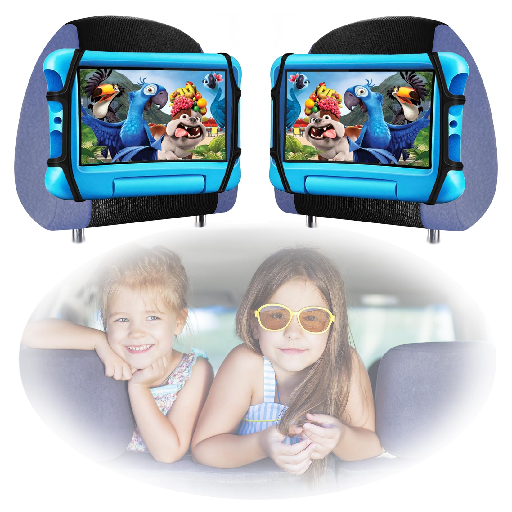 2 Pack Universal Car Tablet Holder for Kids - Adjustable Headrest Mount for iPad & 7-11