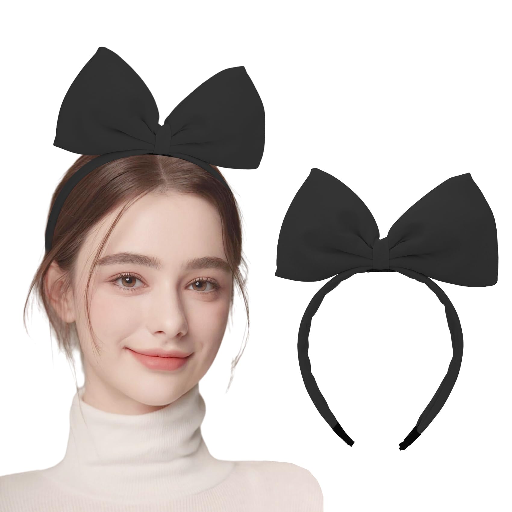 Elegant Black Hair Accessories for Women - Stylish Bows & Headbands for Christmas Parties, Cosplay & Everyday Wear