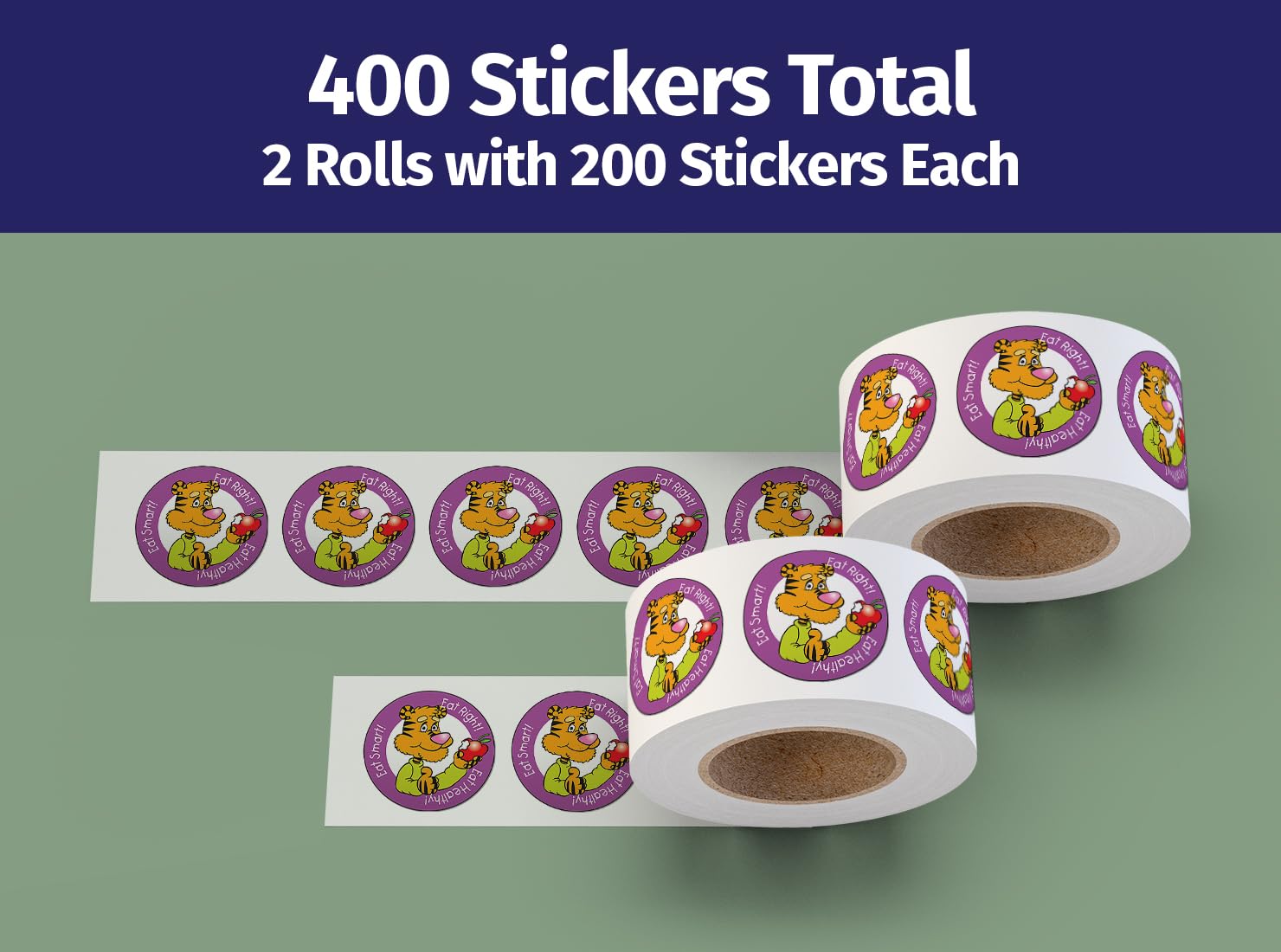 ZOCO Nutrition Stickers Roll - 400 Healthy Eating Motivational Stickers for Kids (2