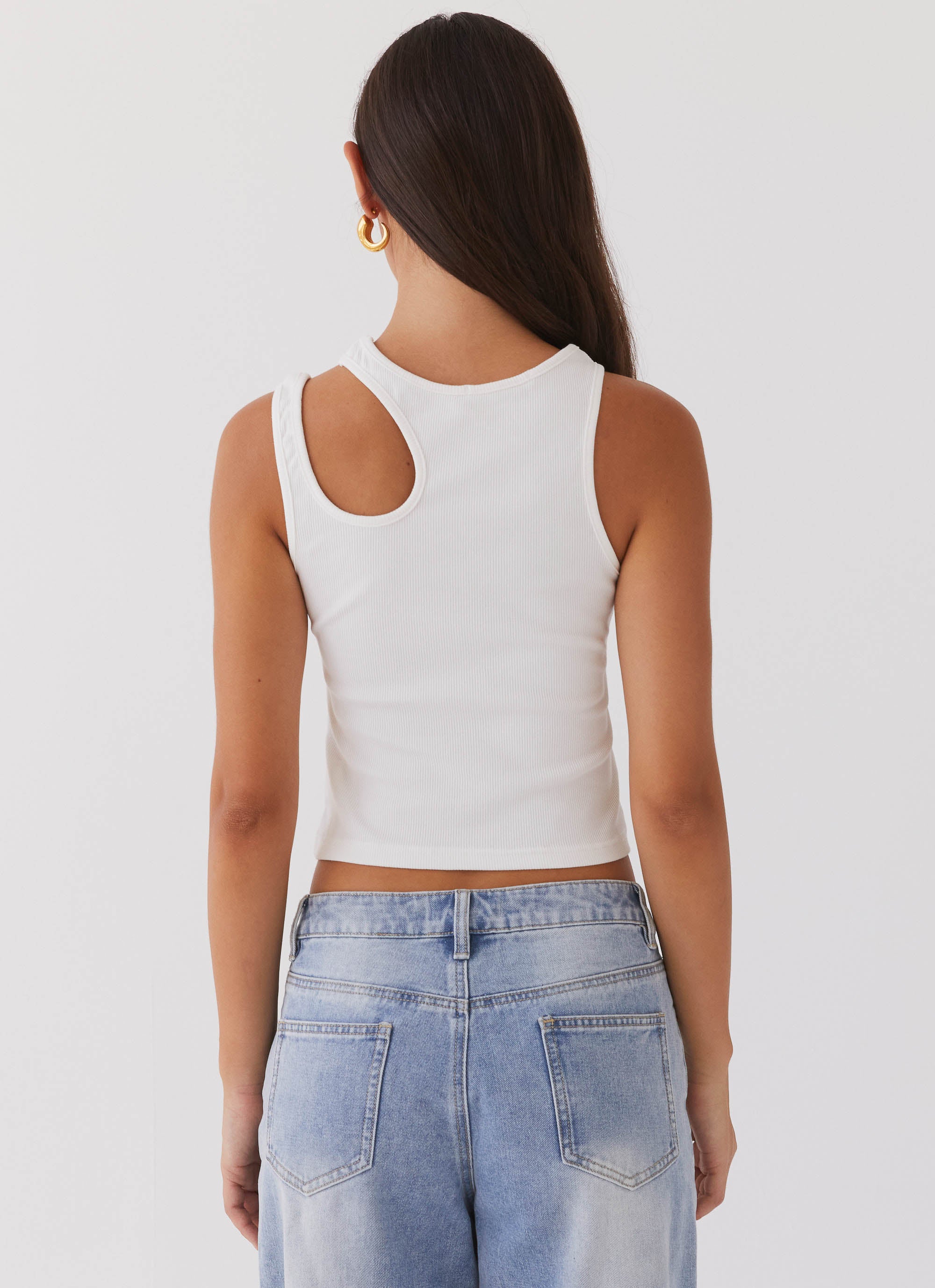 Isla Cut Out Tank Top for Women - Stylish White Summer Sleeveless Shirt | Perfect for Beach, Vacation & Casual Outfits