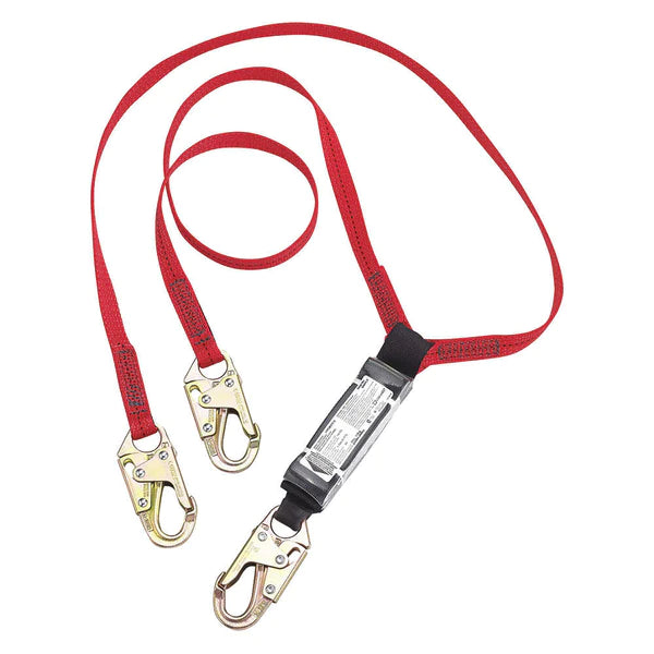 DYNAMIC Safety DYNA ONE Web Double Leg Lanyard FP7361116 - Fall Protection Safety Harness for Construction, Roofing & Industrial Work