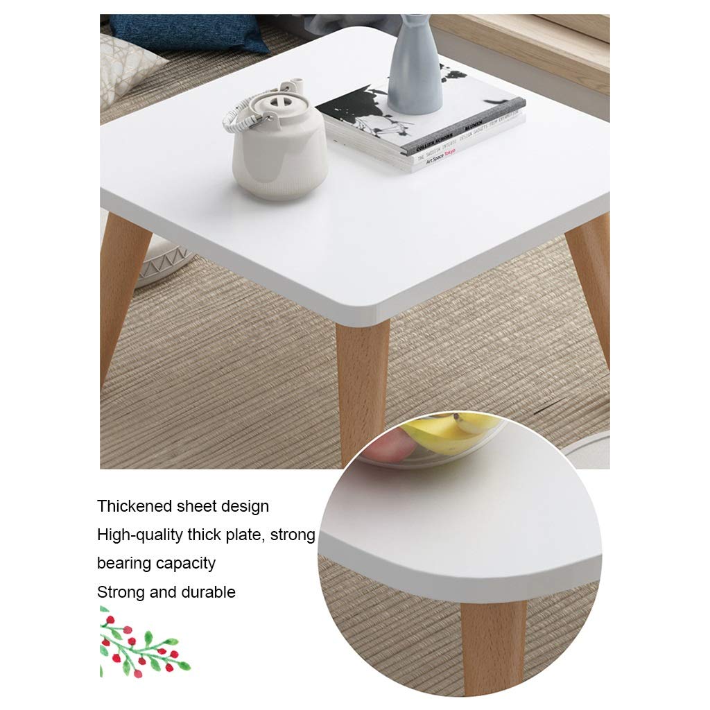 Nordic Solid Wood Coffee Table - 40x40x33cm Small Apartment Square Low Table with Sturdy Legs, Modern Simple Design for Living Room, Bedside, Sofa Side or Home Office | Perfect for Coffee, Books, Laptop & Decor